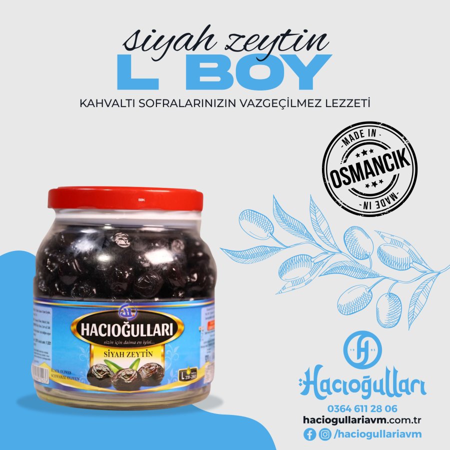 Hacıoğulları Siyah Zeytin L 920gr