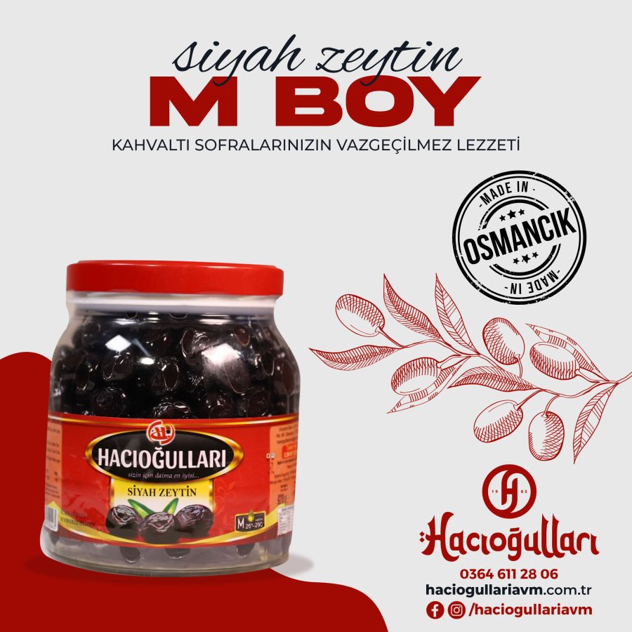 Hacıoğulları Siyah Zeytin M 920gr